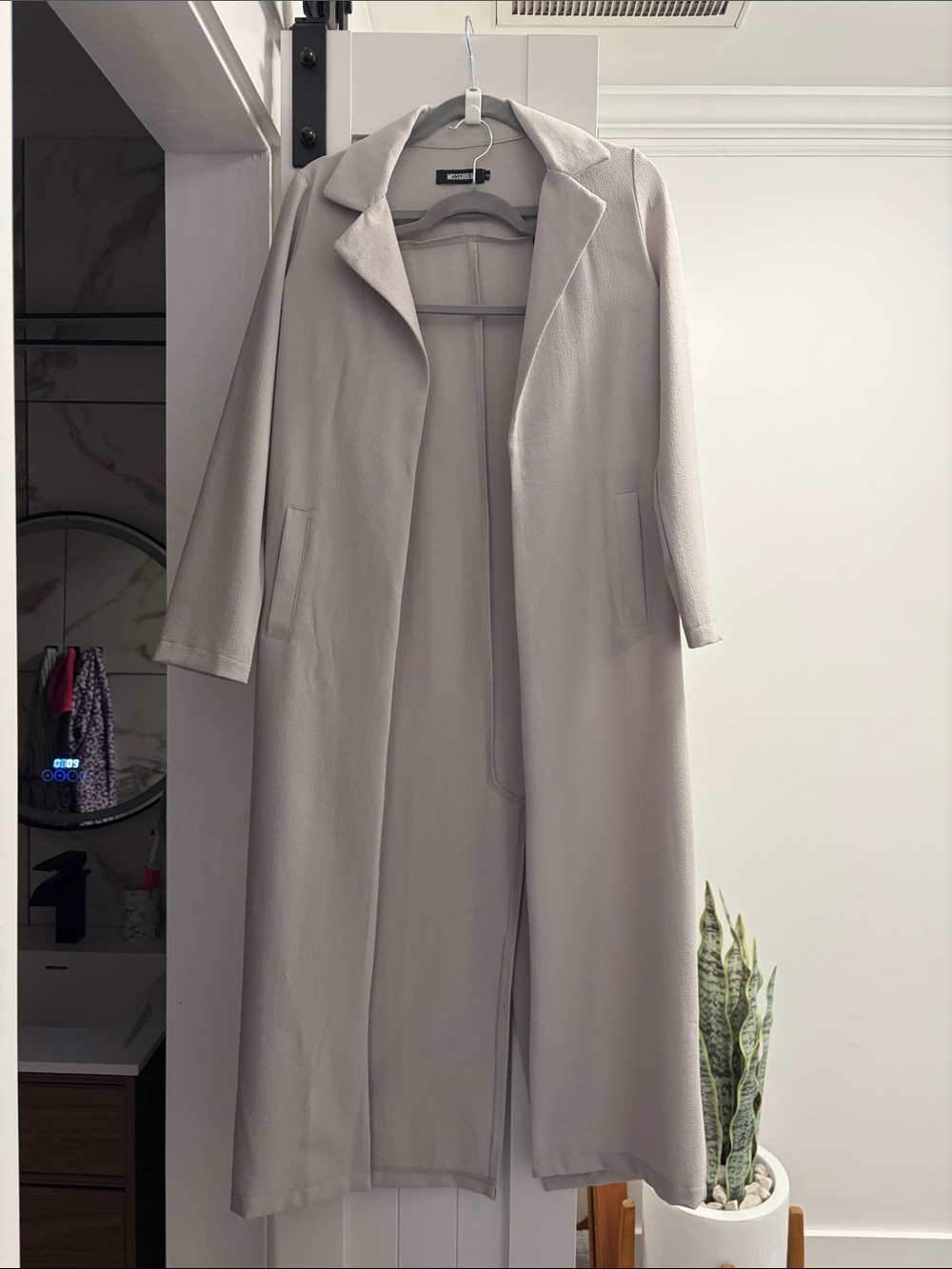Missguided Light Gray Open Front Coat